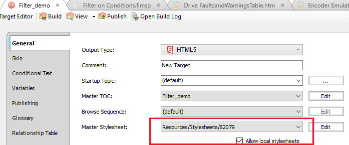 live filtering css file in madcap flare