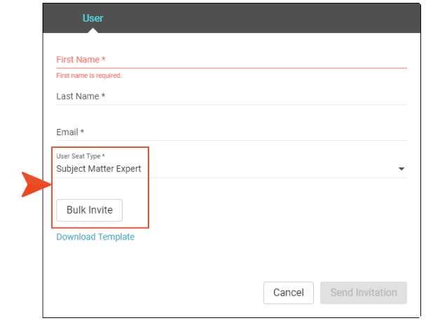 how to bulk invite subject matter experts