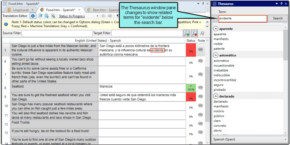 thesaurus dispaly related words